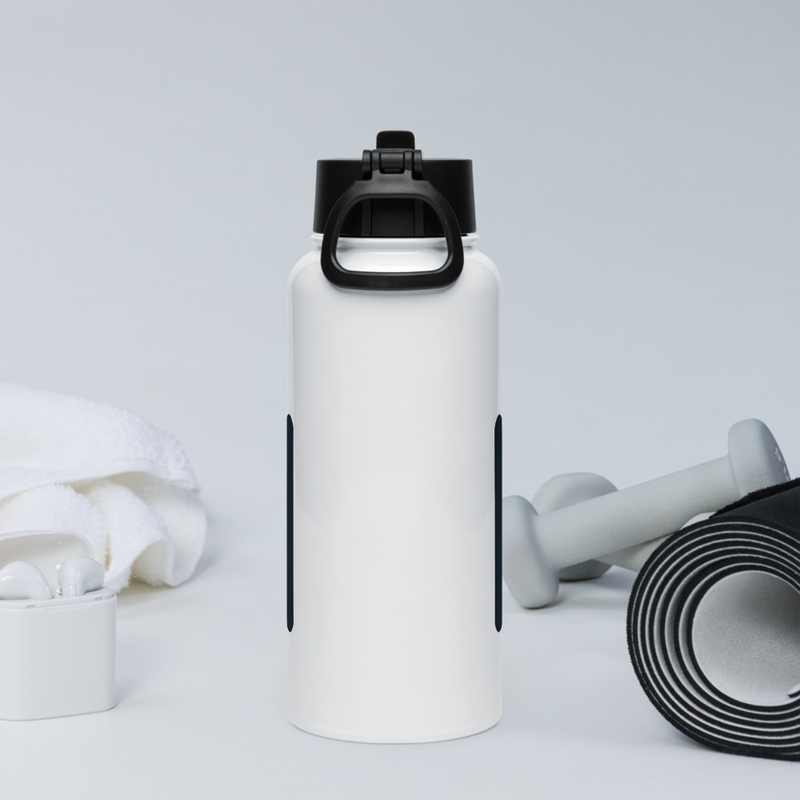 Stainless steel water bottle with a straw lid