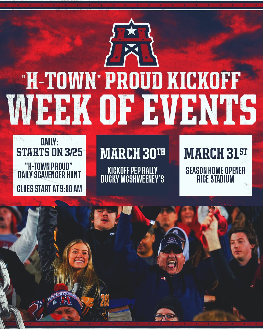 PR: Houston Roughnecks \"H-Town Proud\" Week of Activities Kicks Off Monday, March 25