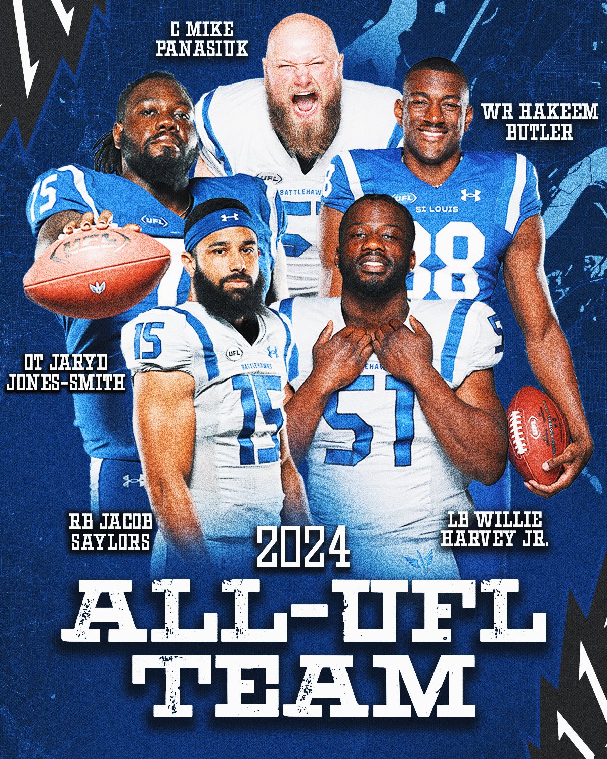 Battlehawks See Five Players Earn All-UFL Honors in 2024