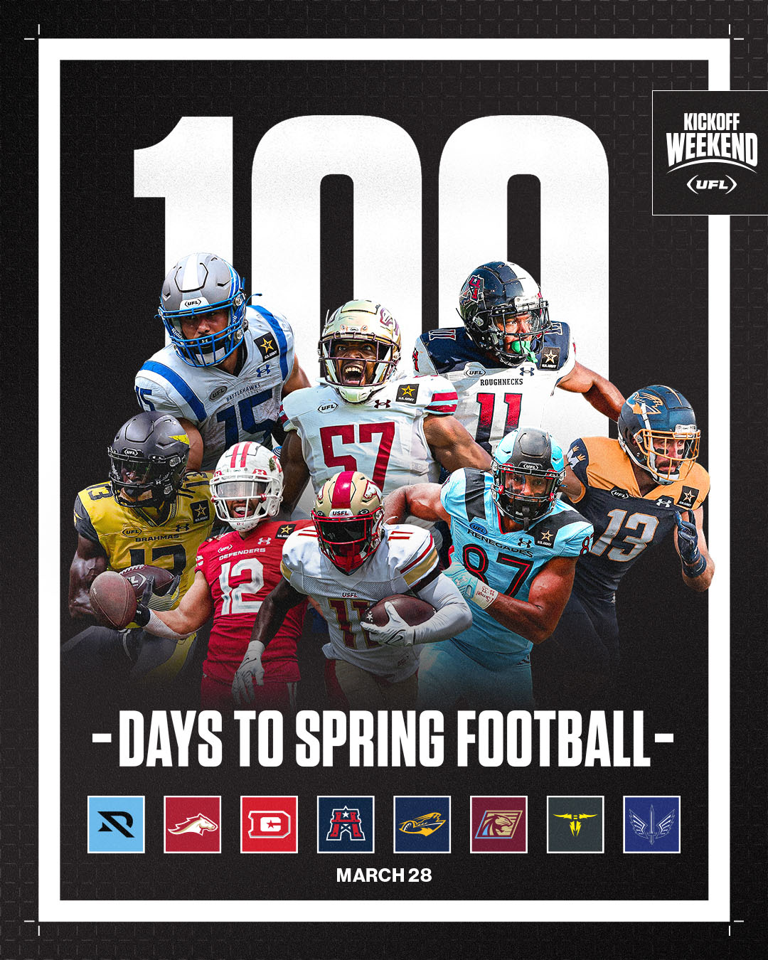 UFL Teams Mark “100 Days” To 2025 UFL Kickoff With Special Fan Experience And Merchandise Offer