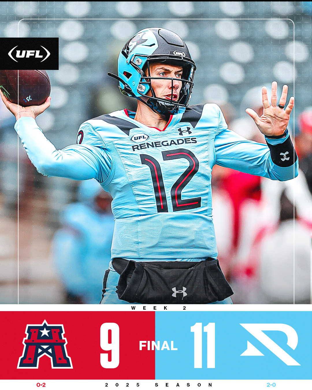 UFL Scores Today: Renegades 11, Roughnecks 9 - Perez Leads Arlington to Dramatic Late Win
