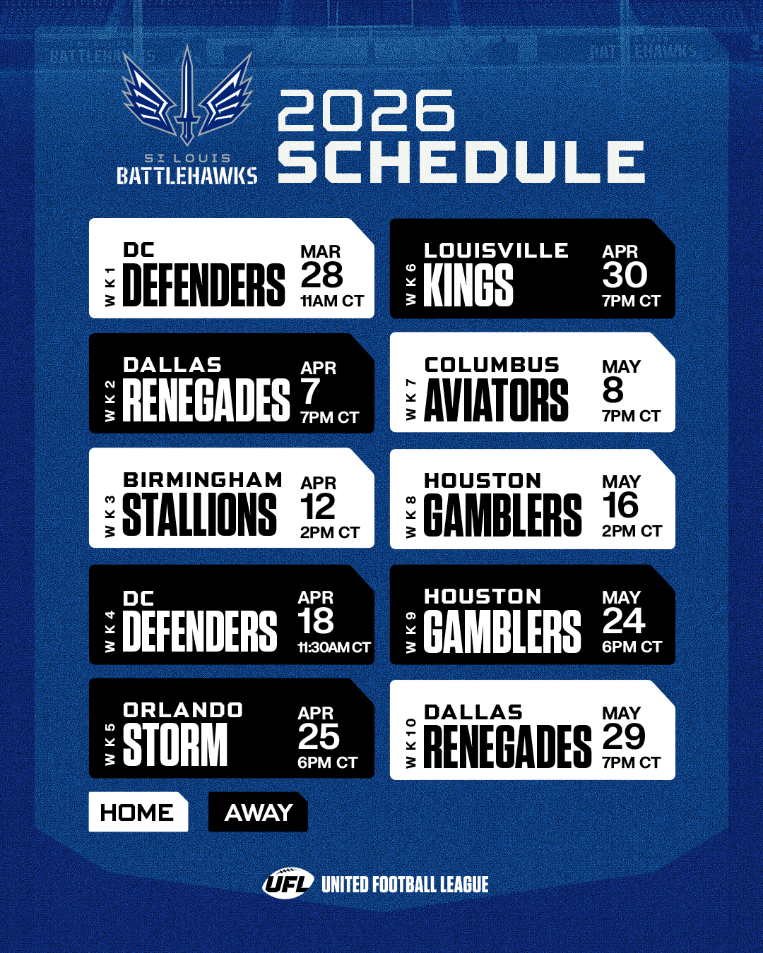 Battlehawks 2026 Schedule Released
