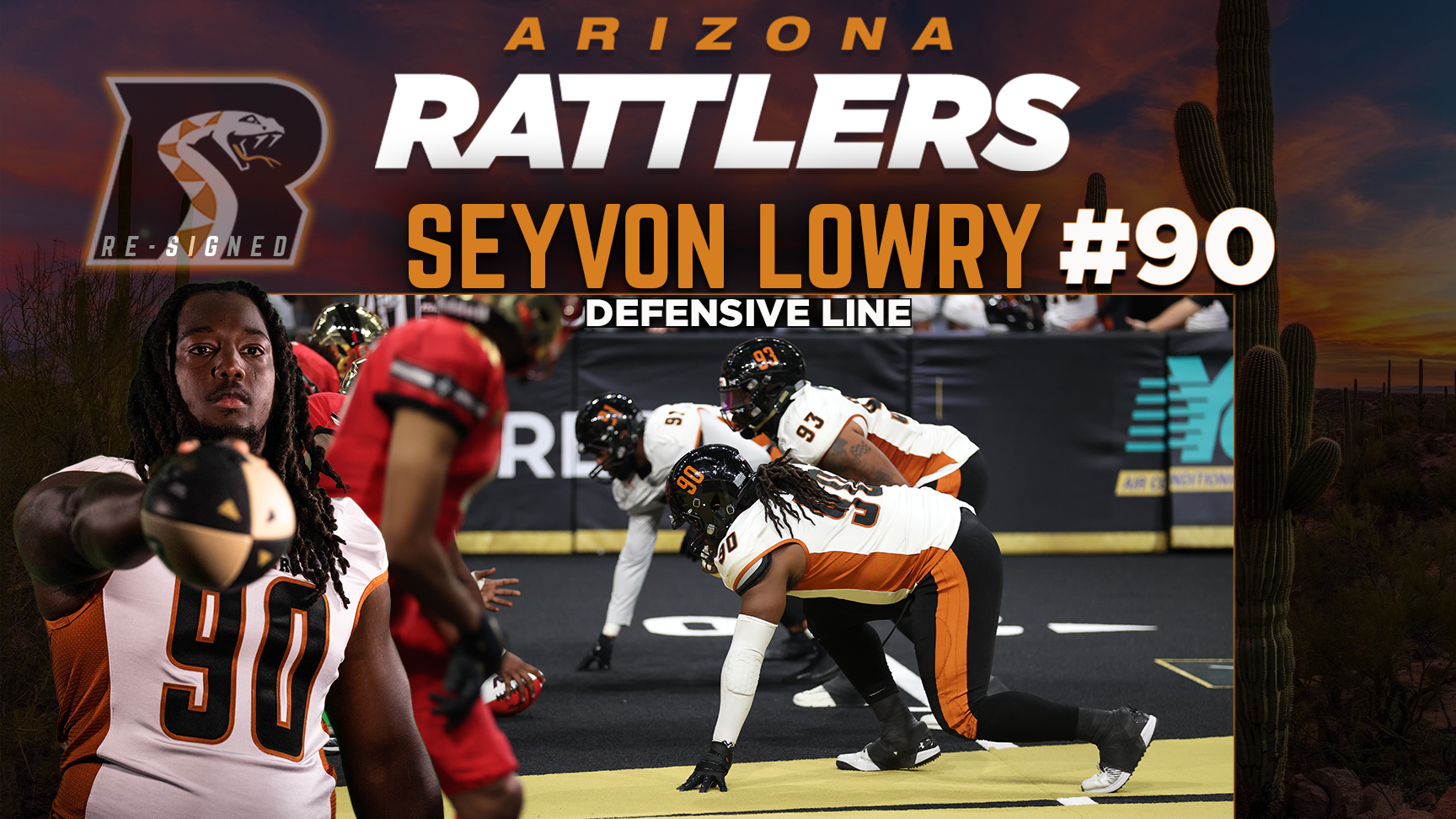 Arizona Rattlers Solidify Defense by Re-Signing DL Seyvon Lowry for 2024 Season