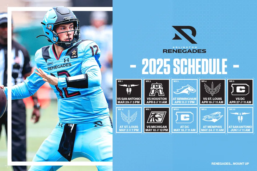 Arlington Renegades 2025 Schedule Breakdown