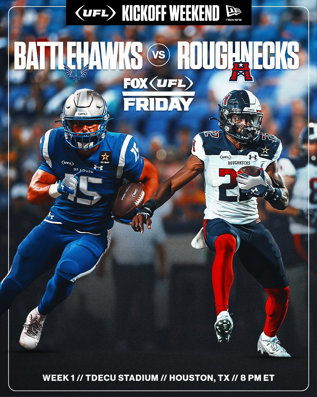 2025 UFL Week 1 Preview: St. Louis Battlehawks (0-0) vs. Houston Roughnecks (0-0)