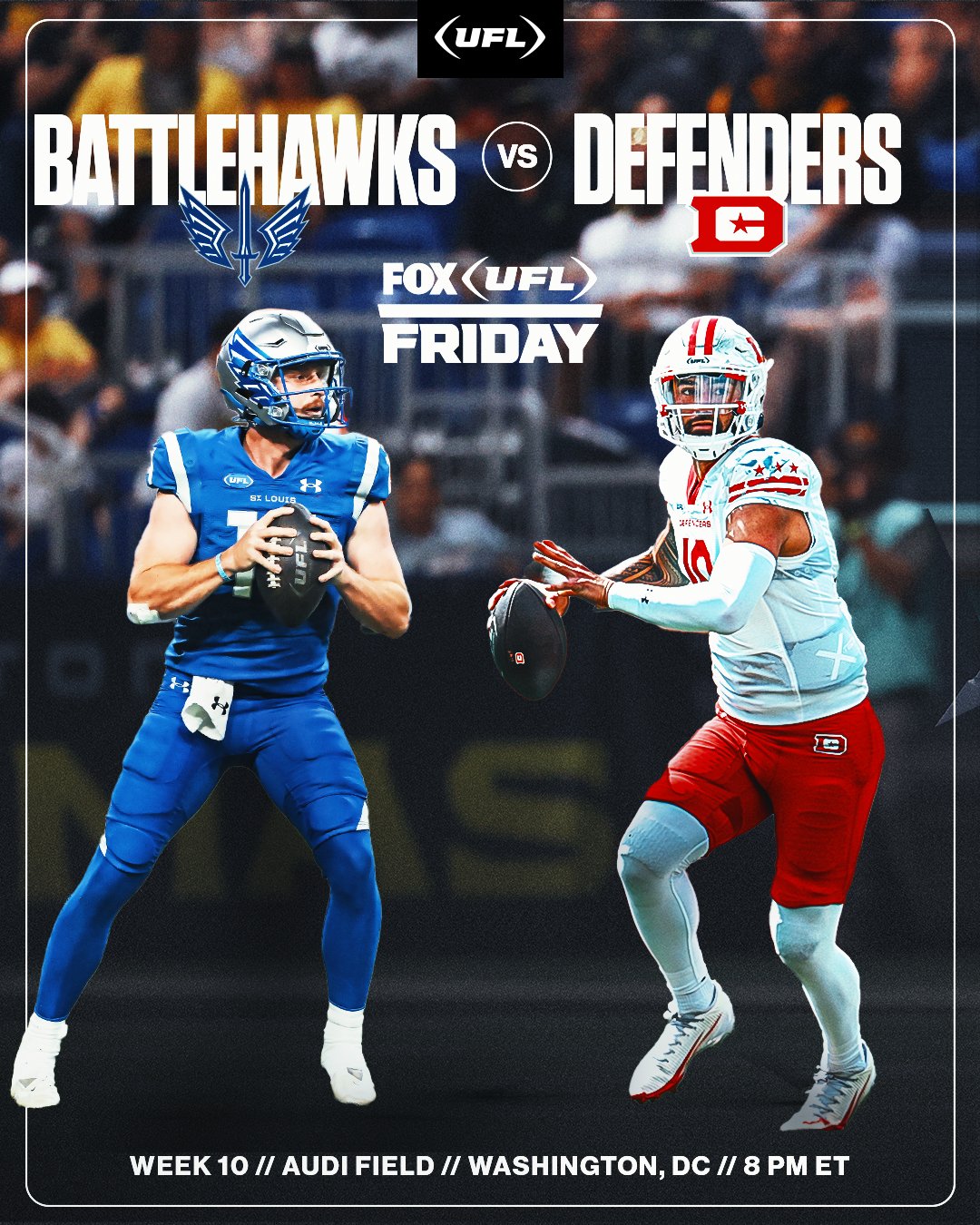2025 UFL Week 10 Preview: St. Louis Battlehawks (7-2) vs. D.C. Defenders (6-3)