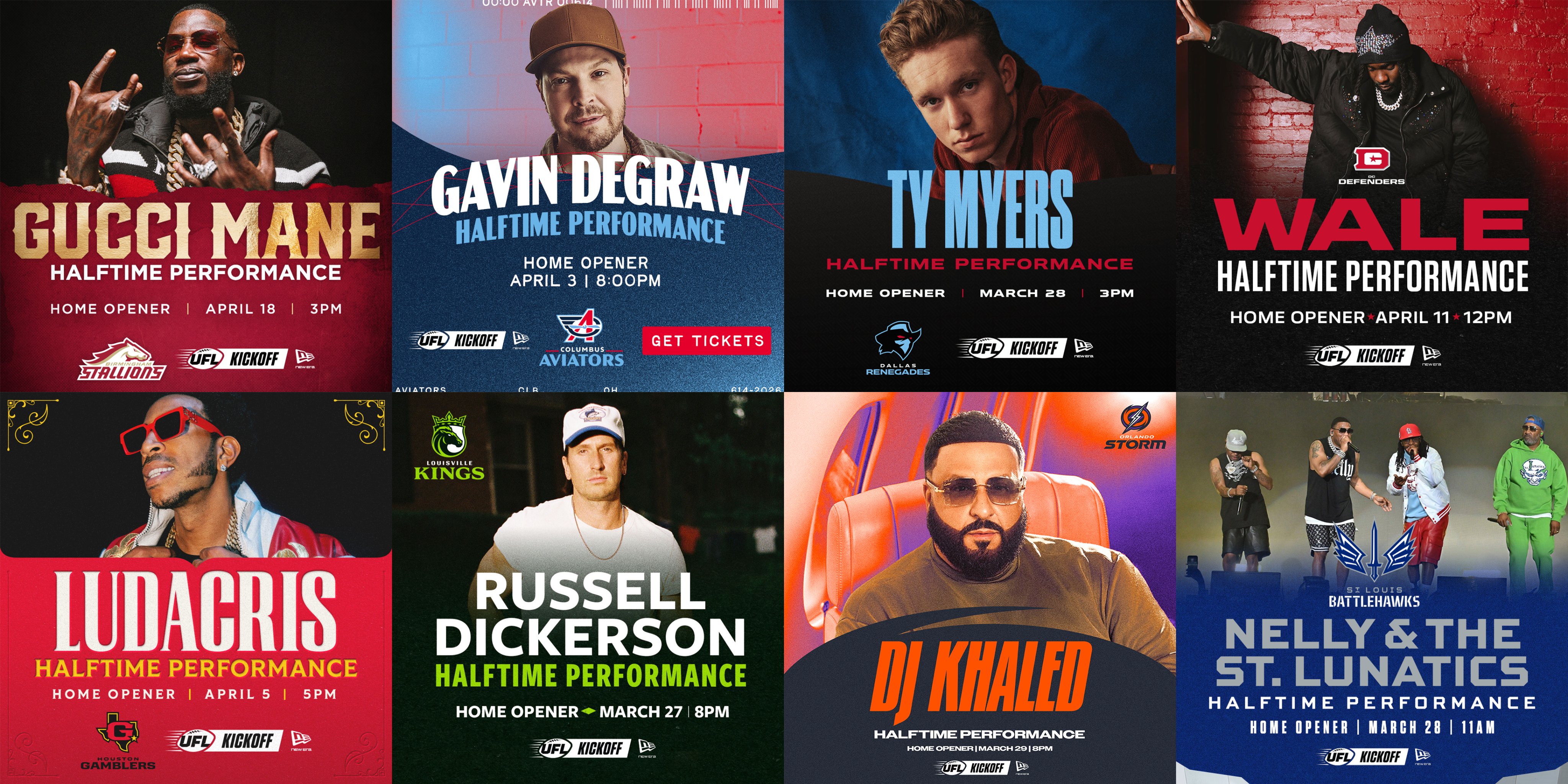 United Football League Unites the Music Worlds of Country, Hip-Hop, Soul, and Rock Through Marquee Lineup of Halftime Performers During 2026 Season