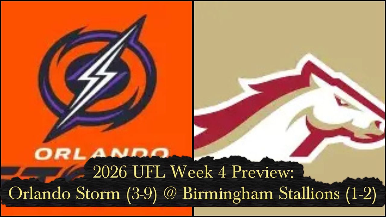2026 UFL Week 4 Preview: Orlando Storm (3-0) @ Birmingham Stallions (1-2)